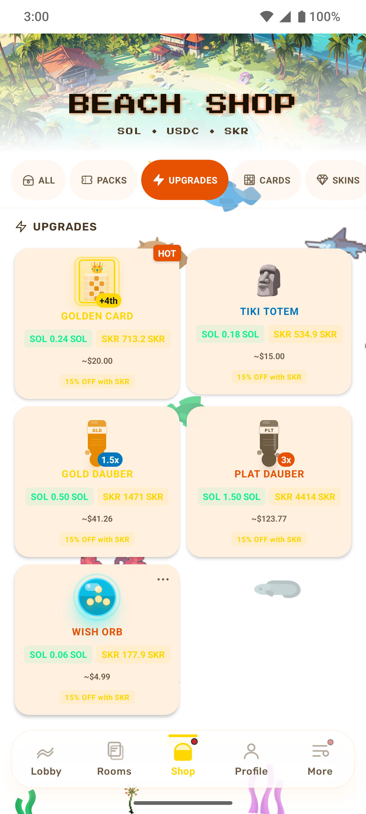 Shop upgrades in light theme